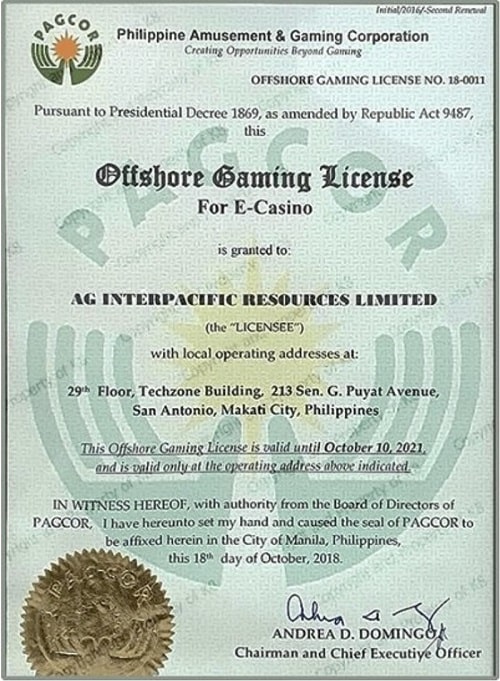 giấy phép pagcor win55